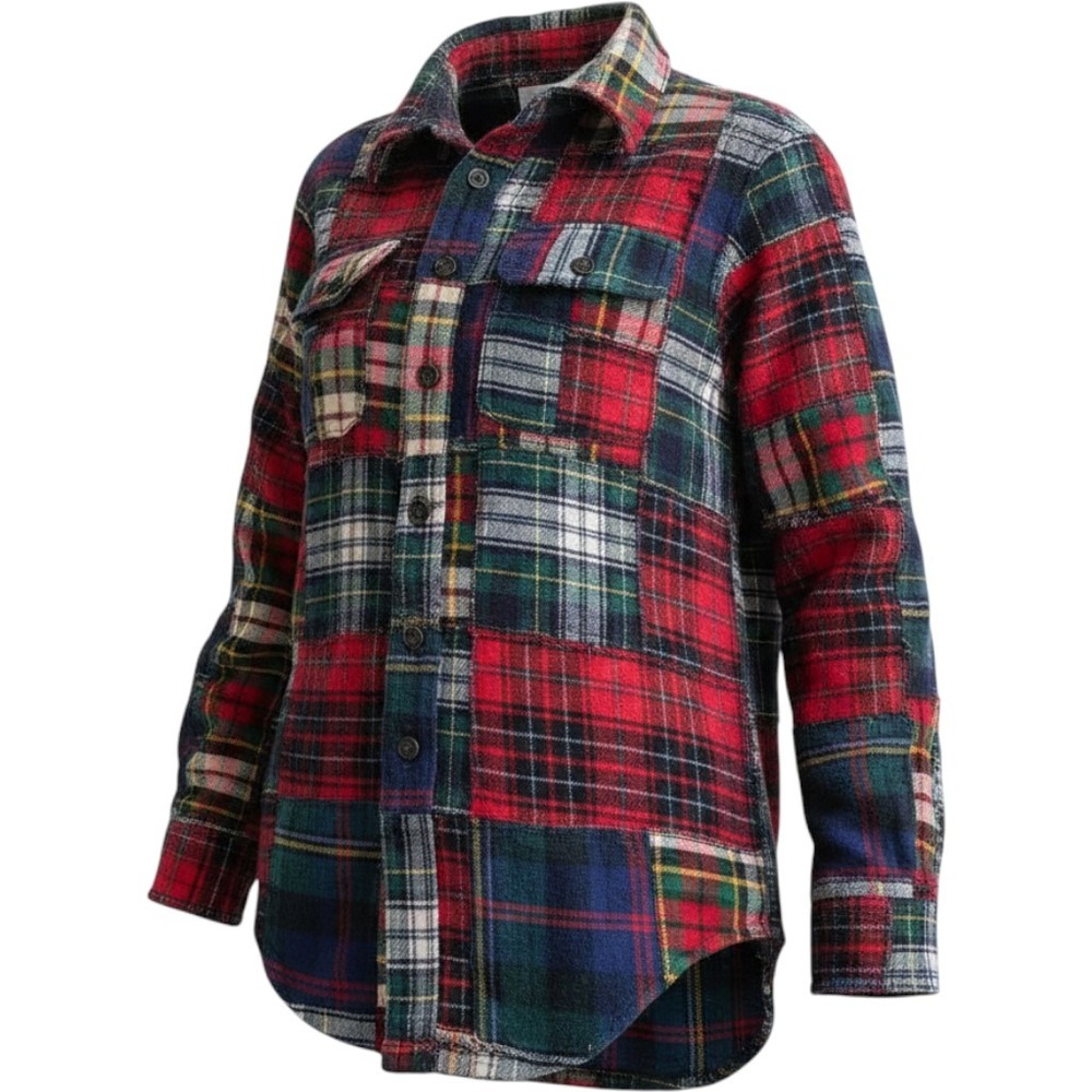 Polo Ralph Lauren Multicolor Patchwork Flannel Shirt M (10-12) Plaid Tartan